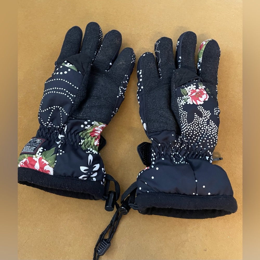 Floral Black Women's Gloves